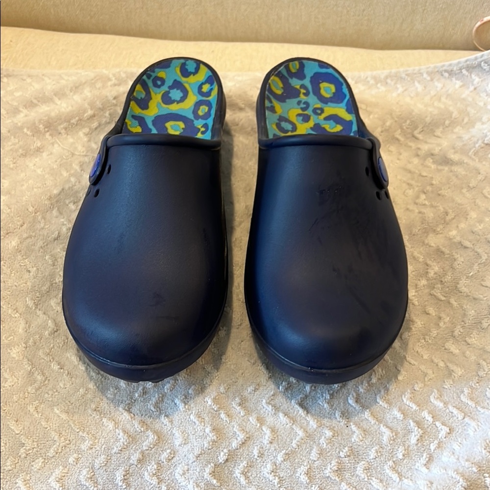 Blue Slip on Crocs with Patterned Insole
